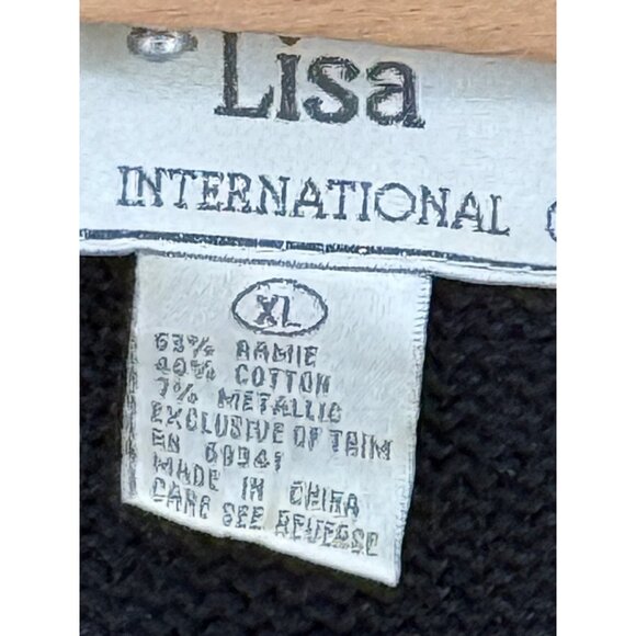 Vintage Lisa International XL Christmas Cardigan Sweater Black Red Green - Picture 8 of 9